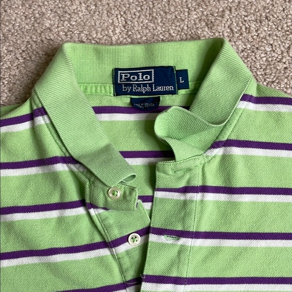 Polo by Ralph Lauren Classic Green and Purple Polo Shirt - Picture 2 of 5